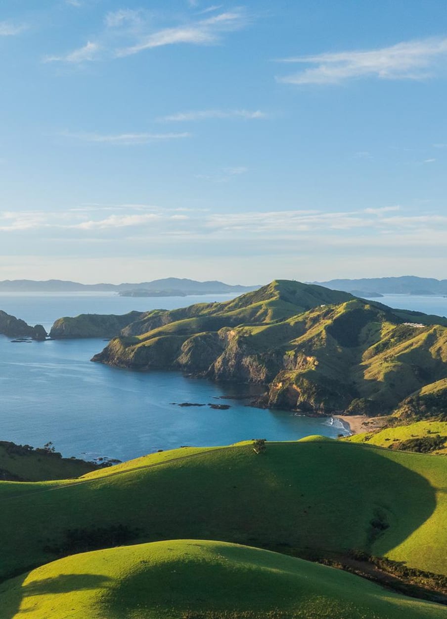 Bay of Islands panorama from Mataka Station's ridgeline