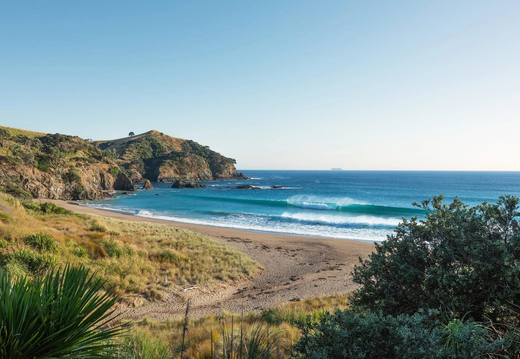 Private beach cove — undisturbed sand and surf