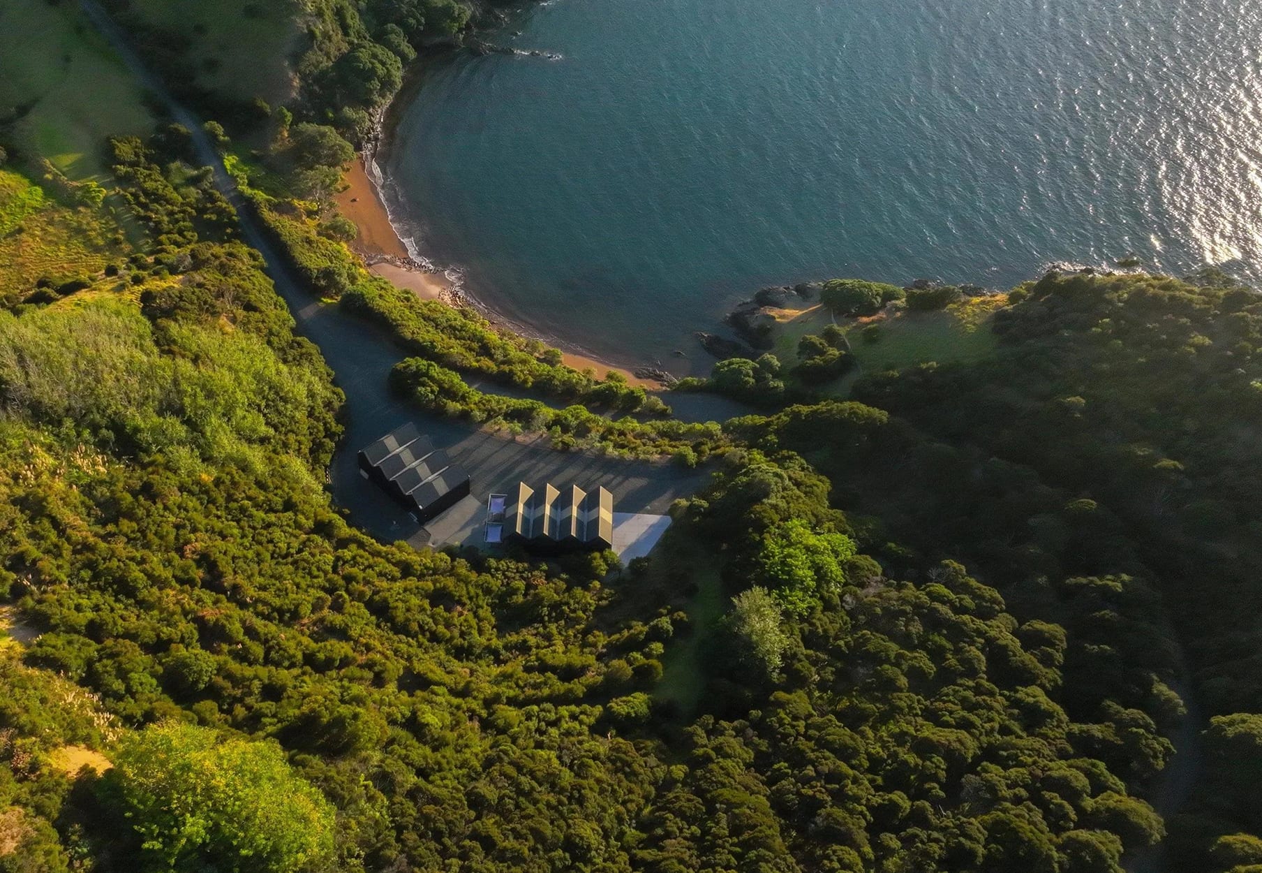 Boatsheds and all-tide boat ramp at Whale Bay