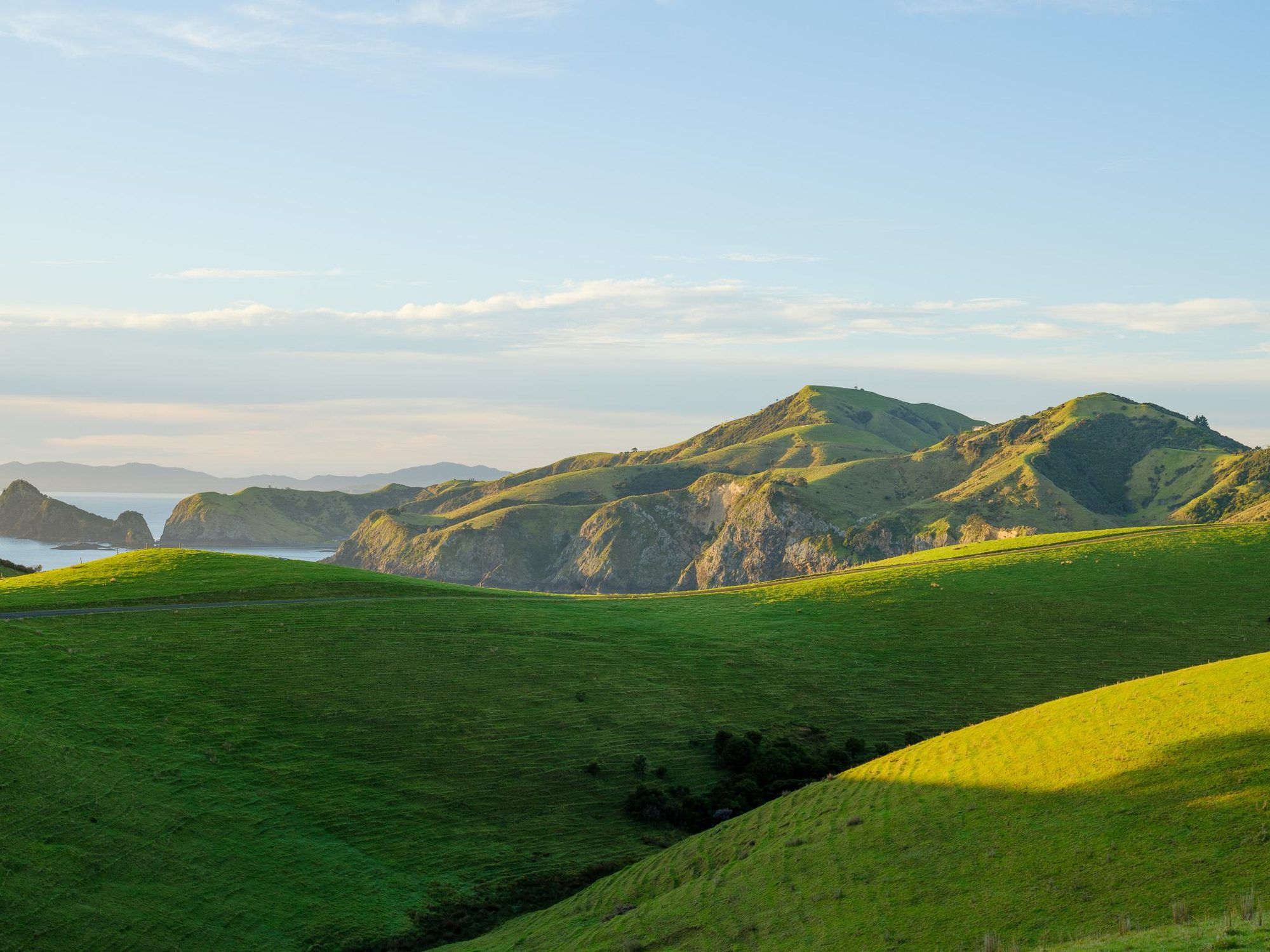 Green hills above Mataka Station's private beaches